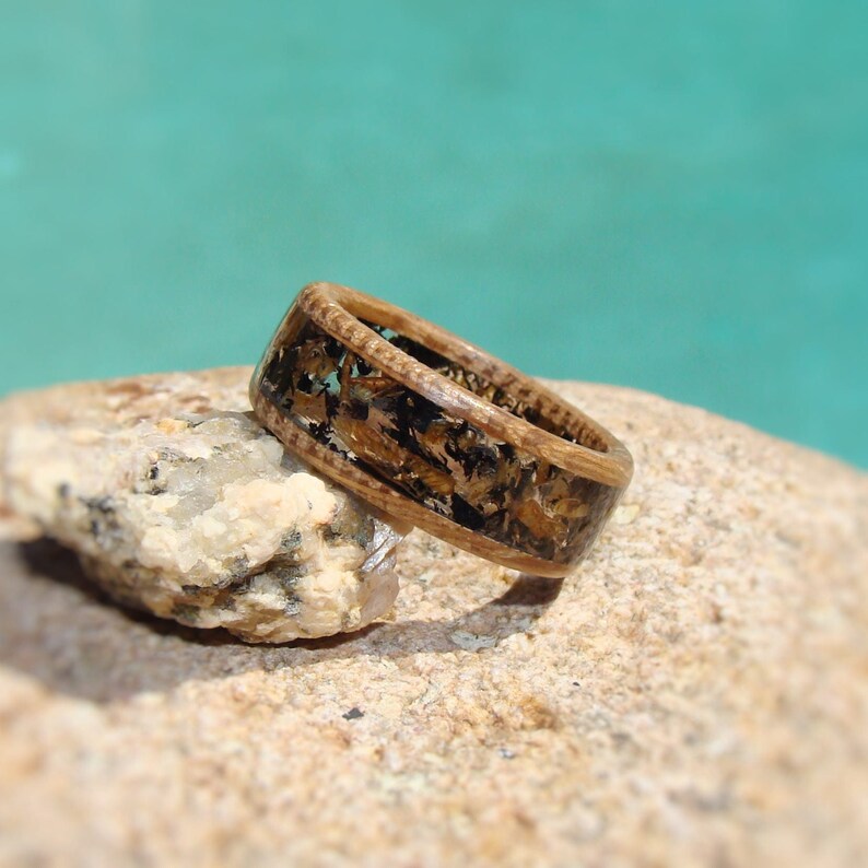 Tennessee Whiskey Barrel Wood, Ebony Wood, and Clear Resin Ring