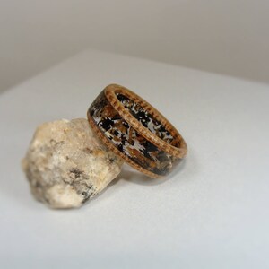 Tennessee Whiskey Barrel Wood, Ebony Wood, and Clear Resin Ring