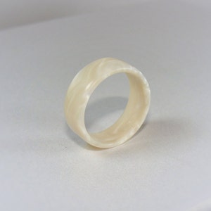White Pearl Resin Ring - White Pearl Resin Unisex Wedding Band - Gift for Him or Her