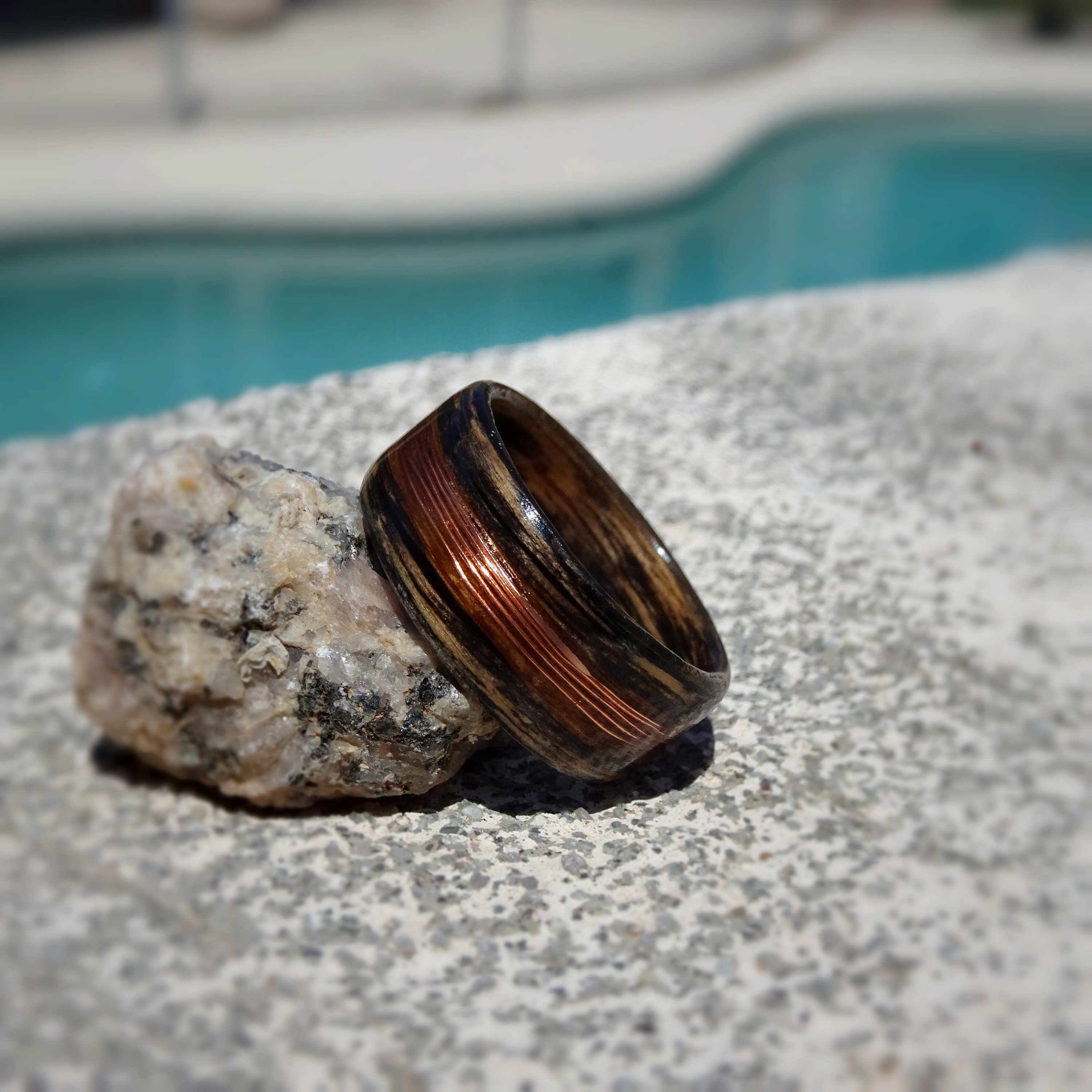 Whiskey Barrel Bentwood Ring With Copper Fly Fishing Line Inlay Charred  Whiskey Barrel Bentwood Ring 