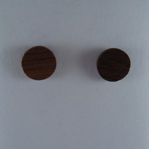 Walnut Wood Round Stud Earrings ~ 1/2 Inch