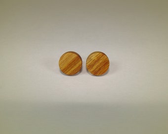Canarywood Wood Round Stud Earrings ~ 3/8 Inch