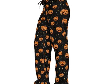 Halloween Jack-O-Lantern Women's Pajama Pants, Perfect For Halloween Parties