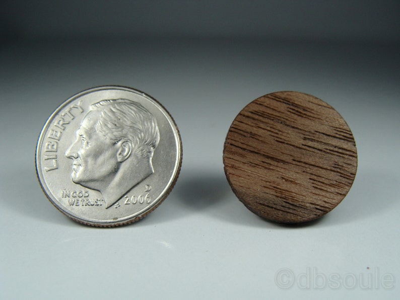 Walnut Wood Round Stud Earrings ~ 58 Inch