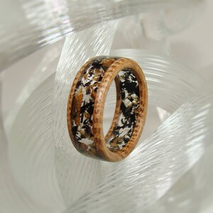 Tennessee Whiskey Barrel Wood, Ebony Wood, and Clear Resin Ring