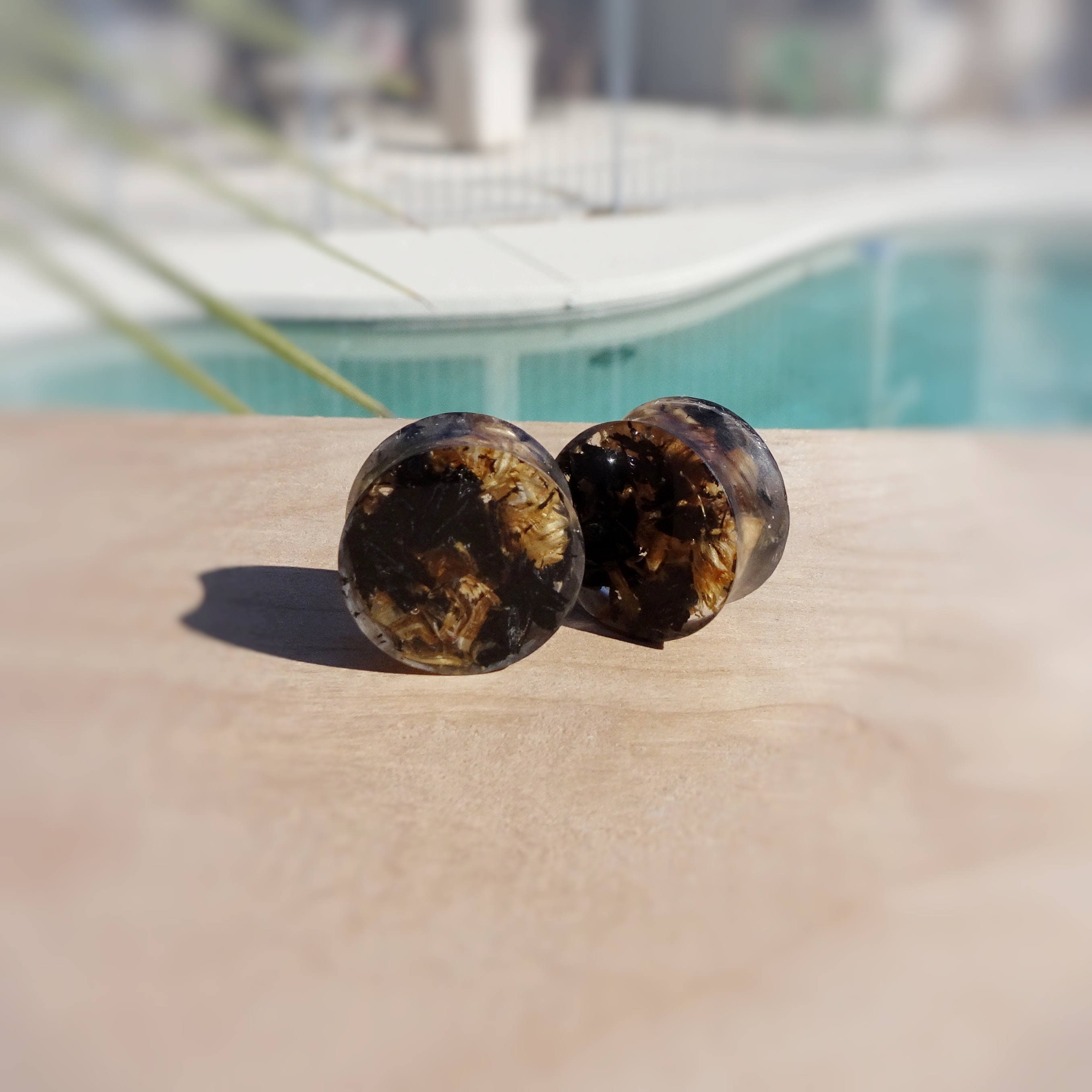 Genuine Whiskey Barrel and Ebony Wood and Resin Ear Plugs - Recycled…
