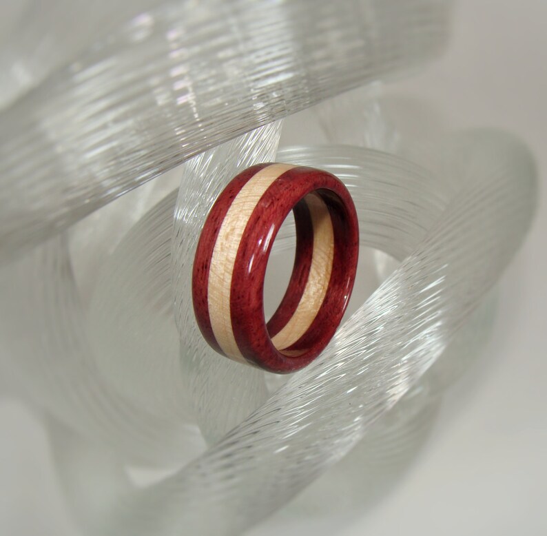 Purpleheart and Maple Ring ~ Layered Solid Wood Ring ~ Men's or Women's ...
