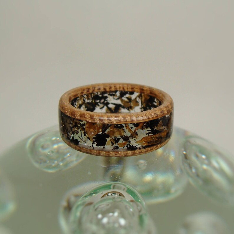 Tennessee Whiskey Barrel Wood, Ebony Wood, and Clear Resin Ring