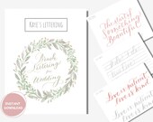 Wedding Calligraphy Practice Sheets: Brush Lettering Love Words (Digital Download)