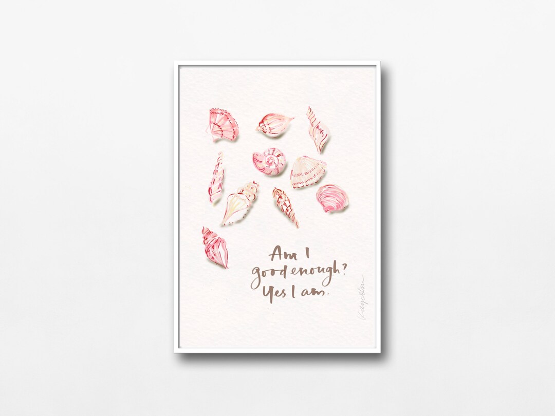 Self Love Affirmation Quote Wall Art Print Watercolor Seashell ...
