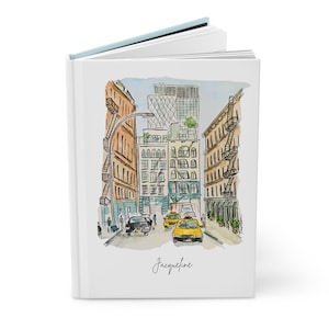 Dziennik nowojorski Soho Cityscape Yellow Cab Notebook Dziennik podróży Prezent dla miłośnika Nowego Jorku