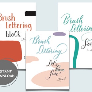 Lettering worksheets for beginners Brush Lettering digital download printable for print and Ipad practice Basic 101