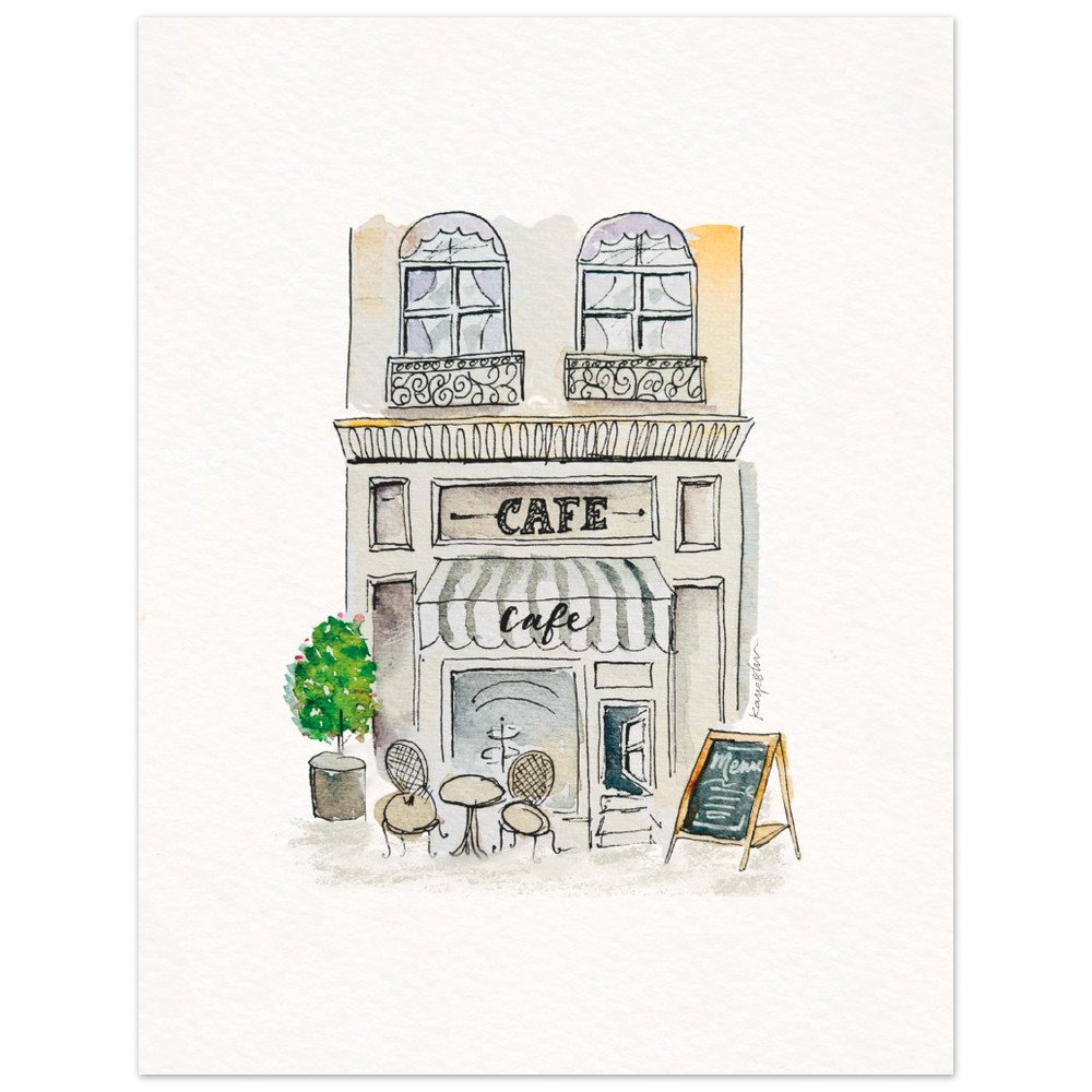 Paris Cafe Print Parisian Wall Art Coffee Shop Print French