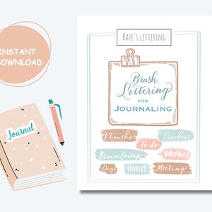 Lettering Worksheet for Journal Brush Lettering digital download printable Basic Bullet Journal Notebook Writing Simple Phrase