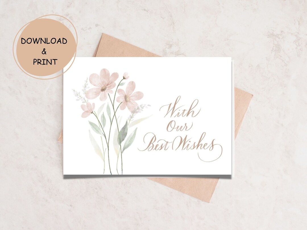 Printable Best Wishes Card Instant Download 7x5 Inch Card Etsy