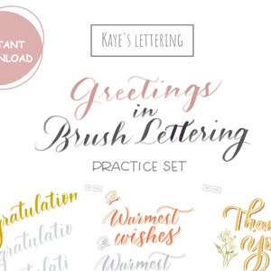 Lettering Practice Worksheets Greetings Digital Printable Practice  with illustrations for print and Procreate