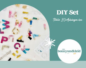 DIY Set Resin Schlüsselanhänger selber machen I 20 Anhänger I Epoxidharz Kit Anfänger I Geschenk für Frauen I Bastelset Erwachsene