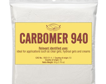 Artekas Innovation - CARBOMER 940 / CARBOPOL - 99 % - Poudre - pour cosmétiques faits maison et autres projets d'artisanat - 50 g