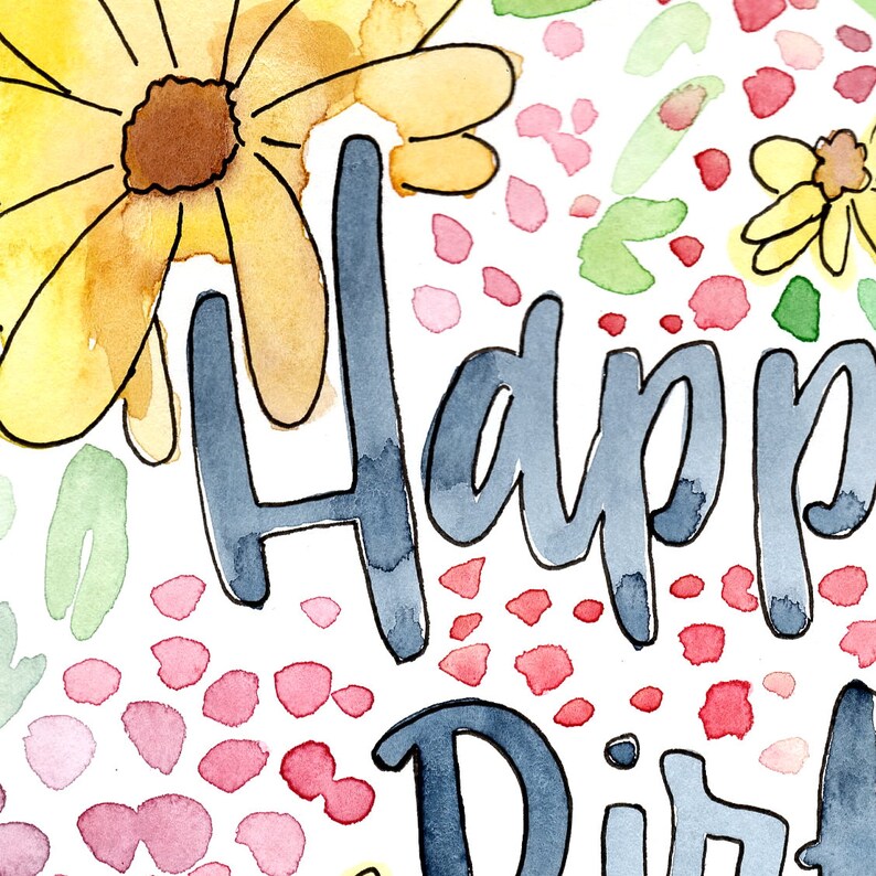 happy birthday mom floral watercolor instant download etsy