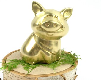 Vinage Brass Piggy Bank Pig Piggy Bank Brass Pig Brass Coin Etsy