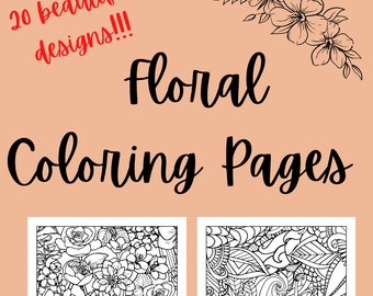 Floral Coloring Pages (20 different designs included)