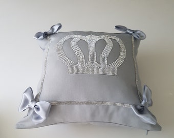 Gray and Silver Baby Pillow