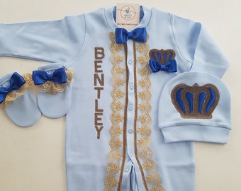 Baby boy Take Home Outfit, Coming Home Outfit Baby Boy, Baptism Gift, Royal Prince, Baby Shower Gift, Newborn Boy Outfit