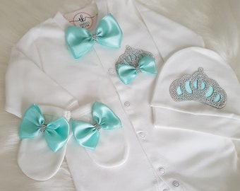 Mint Baby Outfit, Crown Baby Outfit