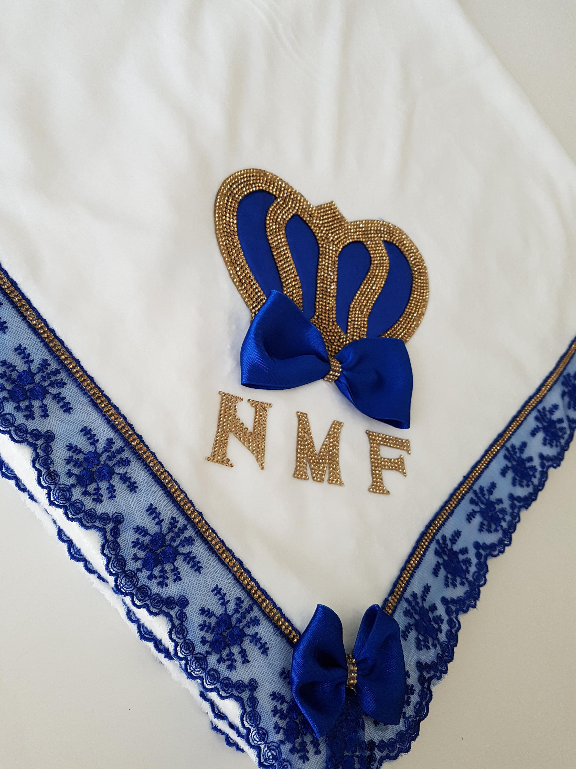 Personalized Baby Blanket With Golden Crown - Custom Name Swaddle 30x40 Inches - Baby Shower Gift - View #5