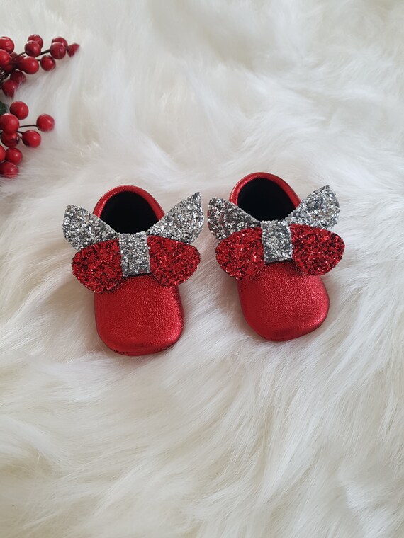 Red glitter cheap baby girl shoes