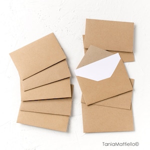 10 Tiny Kraft Paper Envelopes with White Inserts