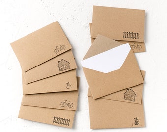 10 Vintage Stijl Kraft Papieren Enveloppen met White Ticket