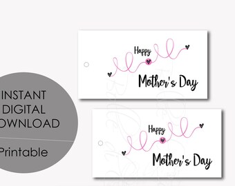 Printable Happy Mother's Day Tags, Printable Labels, Instant Download, Digital Download