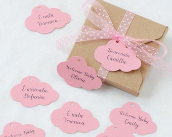 Pink  Cloud Shaped Tags, Baby Shower Cloud Shaped Labels