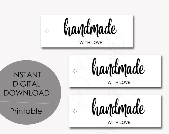 Handmade With Love Printable Tags, Labels, Gift Tag, Favor Tag, Tags ...