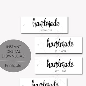 Handmade with love Tag, Etichette Stampabili, File Digitale, Download istantaneo, Download digitale, Etichette per articoli fatti a mano