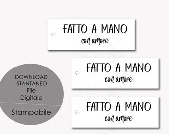 Fatto a mano con amore Printable Tags, Labels, Gift Tag, Favor Tag, Instant Download, Digital Download