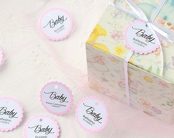 20 or more Personalized White and Pink Paper Tags