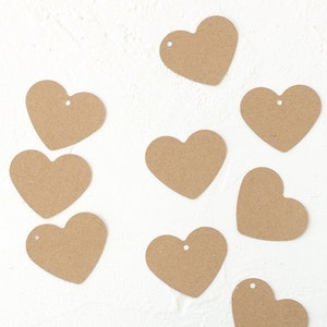 24 o Più Etichette Cuore Grande in Carta Kraft