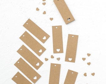 25 or More Kraft Paper Tags with Heart, Wedding Tags