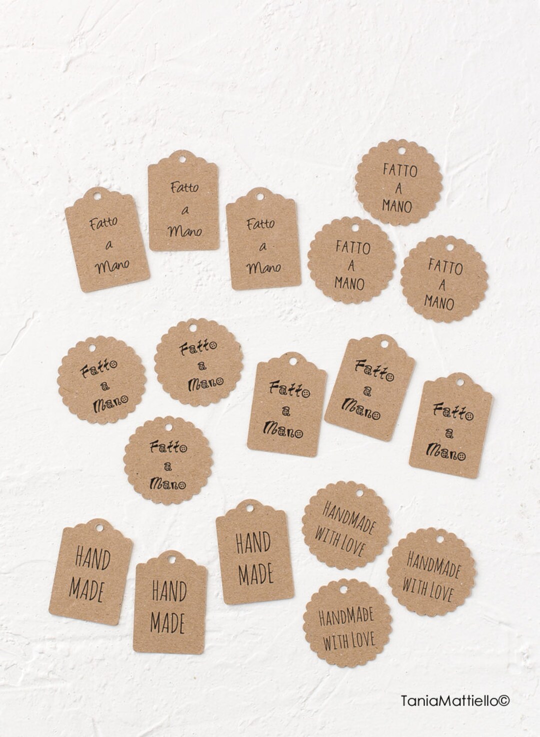 24 Kraft Paper Tags With hand Made Text or fatto a Mano Etsy