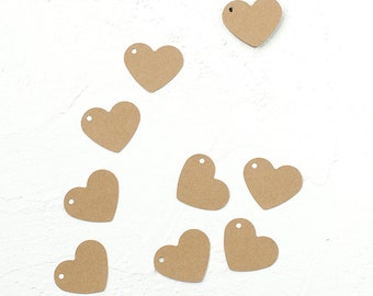 24 or more Kraft Paper Heart Shaped Tags, Gift Enclosure, Wedding Place Card