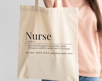 Personalized Nurse Tote Bag, Nurse Definition Tote Bag, Custom Nurse Gift, Nurse Tote Bag, Nurse Appreciation Gift, Gift for Nurse