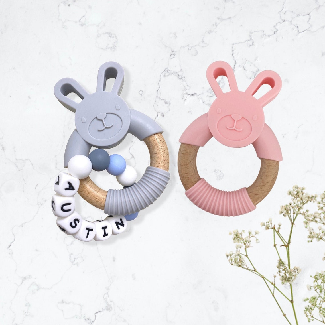SILICONE BABY TOY ring Custom bunny toy ring Baby shower Etsy