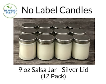 Bulk 9oz Salsa Jar Soy Wax Candles | No Labels | Silver Lid | 12 pack | Wholesale