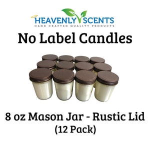 Rustic | No Label Wholesale Candles | 8 oz Mason Jelly Jar | Soy Wax | 12 pack | Bulk | Resell