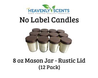 Wholesale Soy Wax Candles: 8 oz Mason Jar with Rustic Lid (12 Pack)