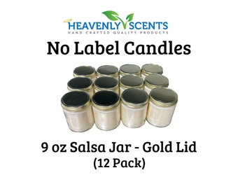 Gold | 9oz Salsa Jar Soy Wax Candles | No Labels | 12 pack | Wholesale | Bulk | Resell