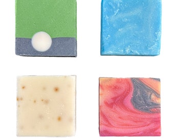 Bar Soap Gift Box | 4 Bars Handmade Soap | Coconut Oil | Shea Butter | Olive Oil | Cold Processed | Masculine Fragrances