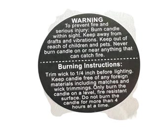 Warning Labels ADD ON for candles